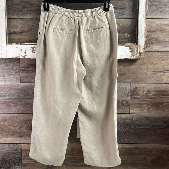 L.L. Bean Women’s Khaki Linen Classic Fit Straight Button Zip Leg Pants Sz 10 - Picture 4 of 10